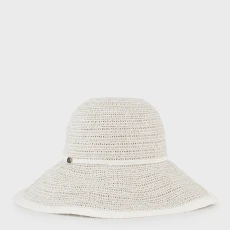 Natural Round Cotton Blend Hat - Beige
