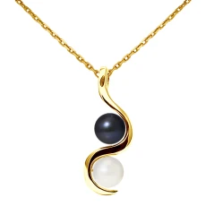 Natural White/Black Tahitian Style Yellow Gold Pendant ulti