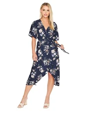 Navy Blue Floral Print Wrap Dress Petite Navy Blue Floral Print Wrap Dress Petite
