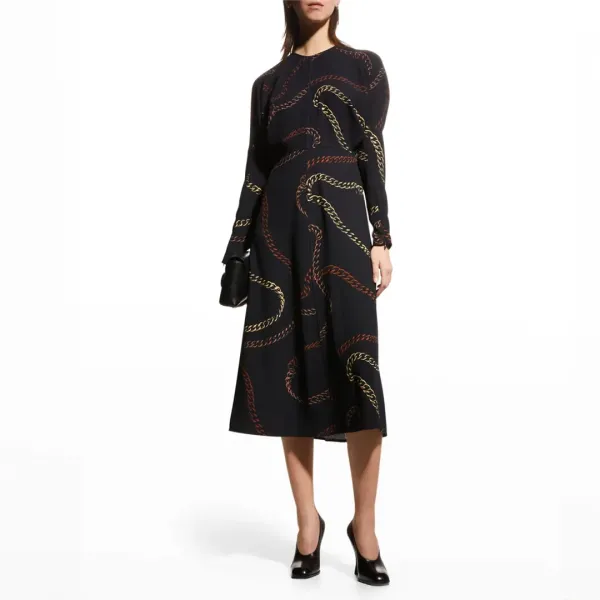 Navy Copper Dolman Midi Dress - Multi