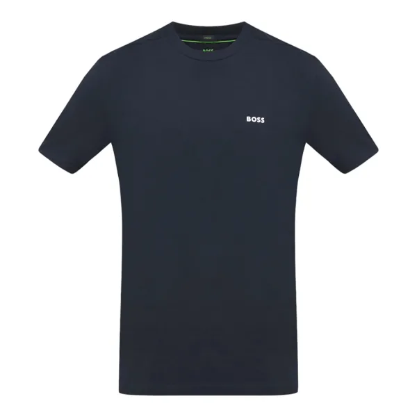 Navy Crew Neck Cotton Blend T-Shirt - Blue