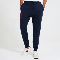 Navy Cuffed Hem Cotton Blend Joggers