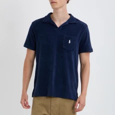 Navy Custom Slim Cotton Blend Polo Shirt Navy Custom Slim Cotton Blend Polo Shirt