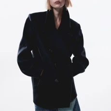Navy Double-Breasted Wool Peacoat