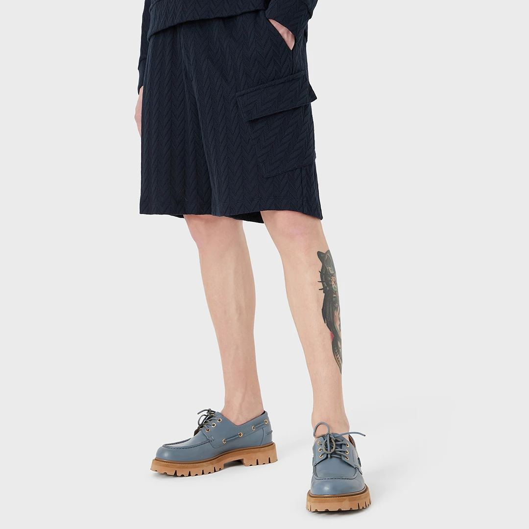 Navy Drawstring Cotton Shorts