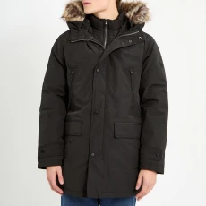 Navy Faux Fur Hooded Jacket - Black