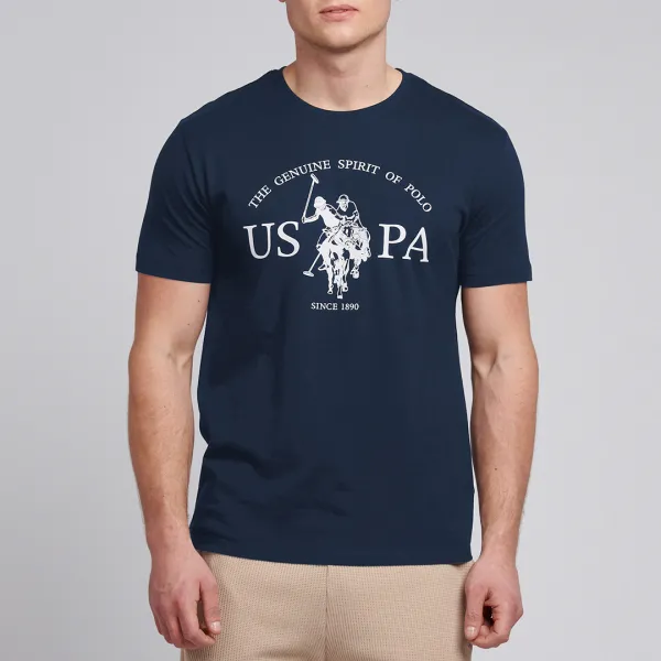 Navy Graphic Logo Cotton T-Shirt