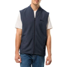 Navy Light Curl Fleece Gilet - Blue