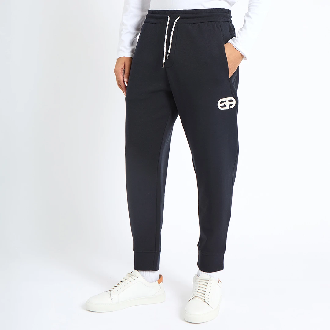 Navy Logo Cotton Blend Joggers