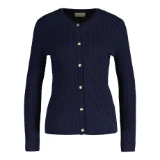 Navy Mini Cable Knit Cardigan - Blue