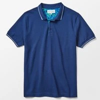 Navy Pique Polo with Ocean Accents, M