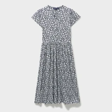 Navy Printed A ine Midi Dress