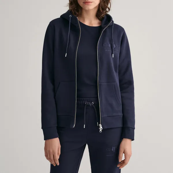 Navy Regular Shield Zip Hoodie - Blue