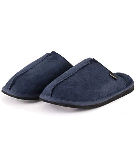 Navy Scuff-Style Sheepskin Mule Slipper - Size 7