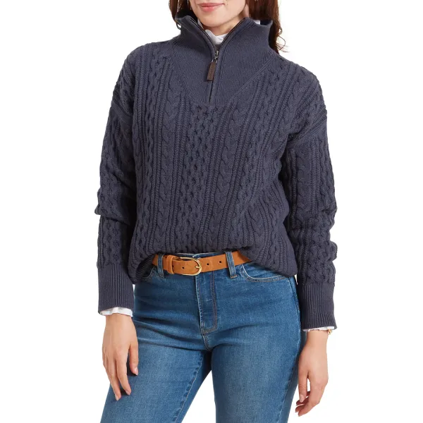 Navy Settle Wool Blend Quarter-Zip