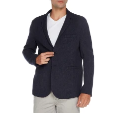 Navy Single Breasted Wool Blend Blazer - Blue Navy Single Breasted Wool Blend Blazer - Blue