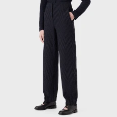 Navy Straight Leg Cotton Blend Trousers Navy Straight Leg Cotton Blend Trousers