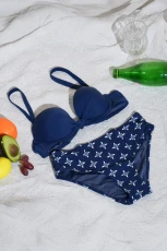 Navy Sweetheart Underwire Bikini Top & Standard Geo Bottoms Set