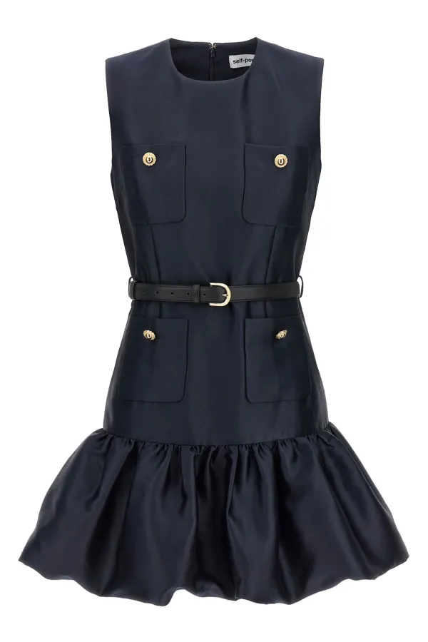 Navy Taffeta Mini Dress