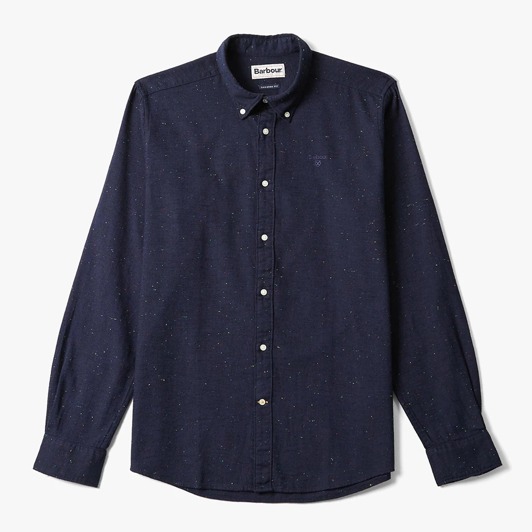 Navy Tainsbury Tailored Fleck Twill Shirt