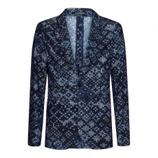 Navy Textured Single Breasted Blazer - Blue Navy Textured Single Breasted Blazer - Blue
