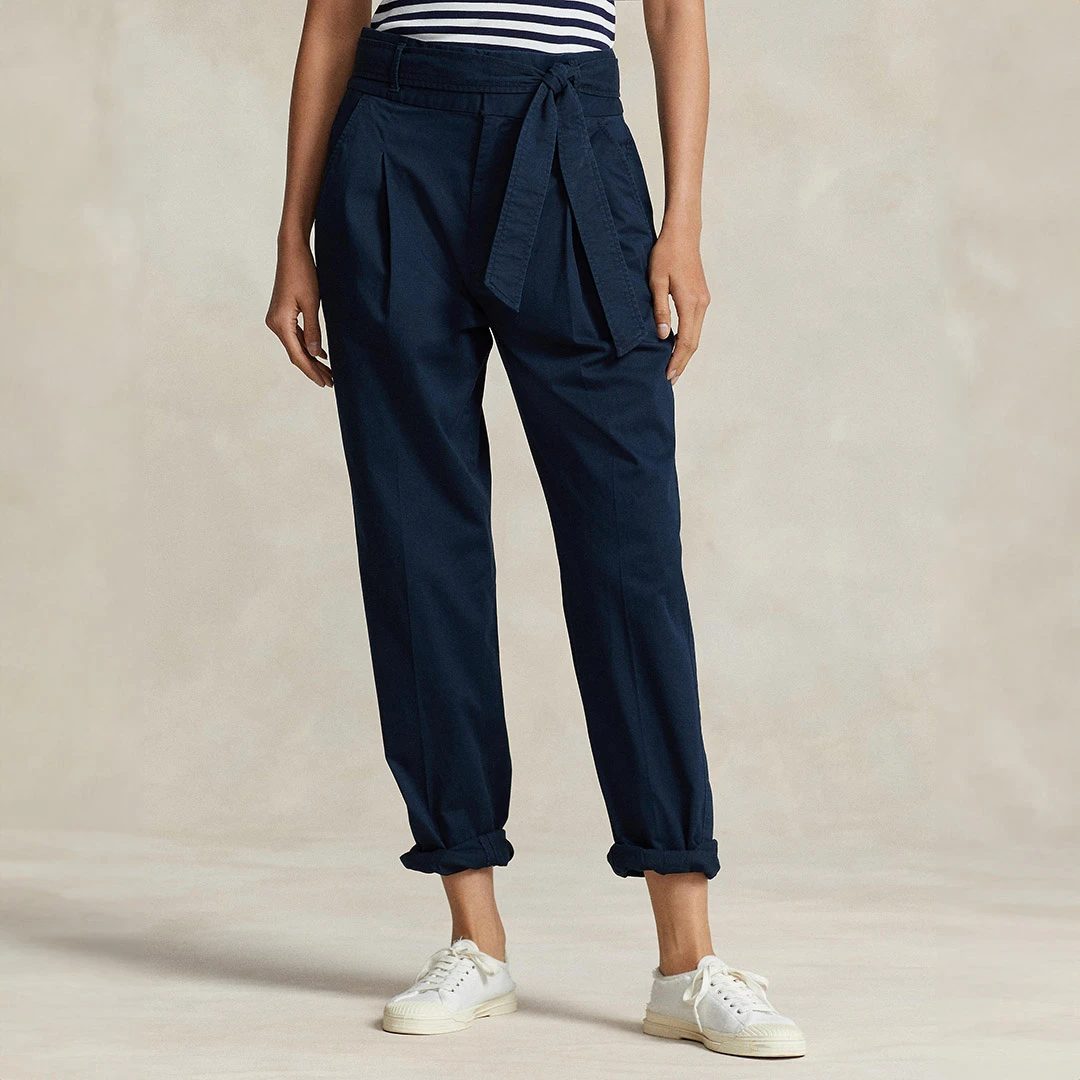 Navy Twill Cotton Blend Trousers