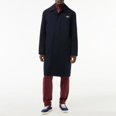Navy Water-Repellent Windproof Trench Coat