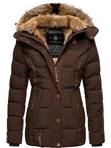 Nekoo Women's Winter Jacket Warm Quilted Jacket with Faux Fur Lining XS - 3XL, Dark Choco, L