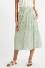 Nese Lucky Flower Midi Skirt - Green