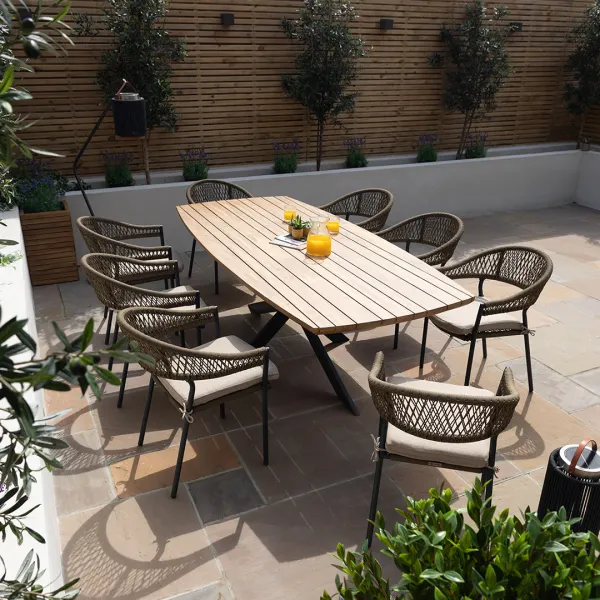 New Bali Seat Oval Dining Set - Sandstone - Black