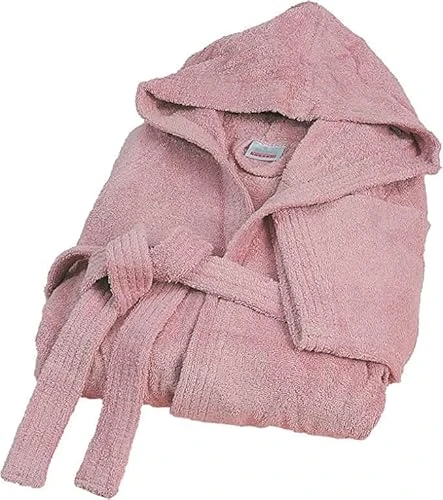 New Bath Robe Dressing Gown Towelling Unisex Super Soft, Highly Absorbent and Comfortable with Hood,Pockets,Betl, 100% Pure Cotton Sponge Solid Color,Several Size S-5XL Pink