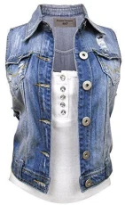 New Denim Womens Waistcoat Jacket Jean Size 8 10 12 14 16 (UK - 10, Denim Blue)