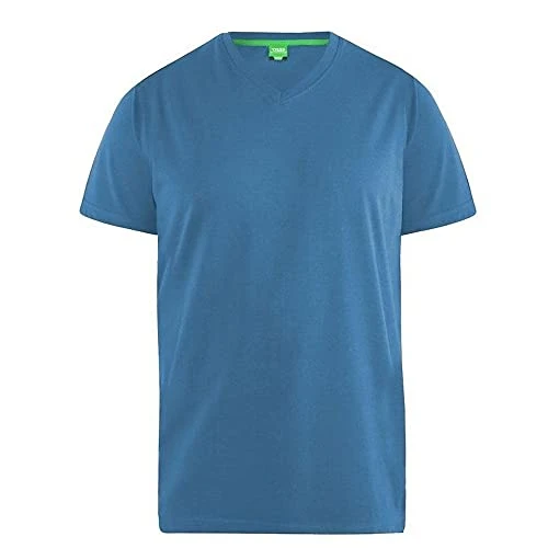 New Duke Mens Kingsize V Neck Plain Cotton T-Shirt Ribbed Cotton Teal 6XL (Signature)