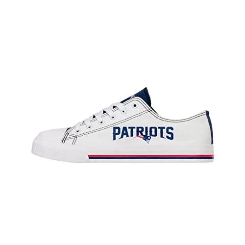 New England Patriots NFL Mens Low Top White Canvas Shoes - 9/M