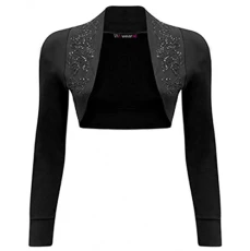 New Ladies Beaded Shrug Bolero Top Womens Sizes Black 8/10