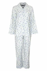 New Ladies  Floral Wyncette Pyjamas Nightwear Sleepwear Blue 12-14