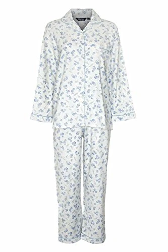 New Ladies  Floral Wyncette Pyjamas Nightwear Sleepwear Blue 12-14