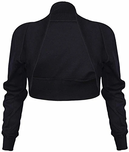 New Ladies Long Sleeve Plus Size Bolero Shrug Womens Stretch Crop Cardigan Top Black Size 20 - 22