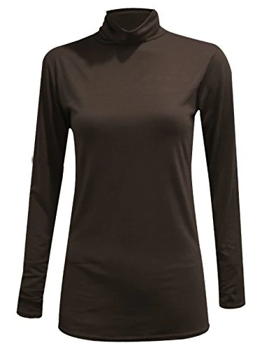 New Ladies Long Sleeve Turtle Polo Neck Top Womens Jumper 8-26 Brown