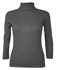 New Ladies Long Sleeve Turtle Polo Neck Top Womens Jumper 8-26 Charcoal