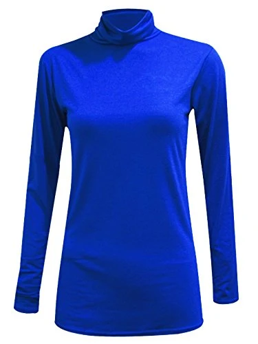 New Ladies Long Sleeve Turtle Polo Neck Top Womens Jumper 8-26 Royal Blue