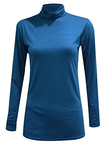 New Ladies Long Sleeve Turtle Polo Neck Top Womens Jumper 8-26 Teal