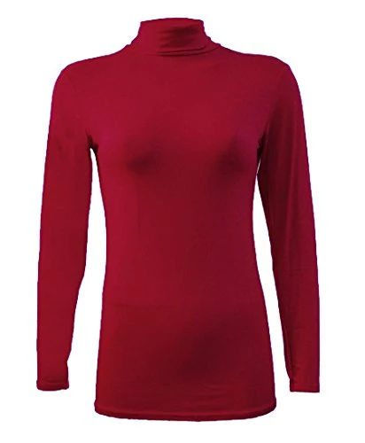 New Ladies Long Sleeve Turtle Polo Neck Top Womens Jumper 8-26 Wine