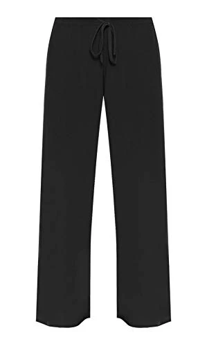 New Ladies Plus Size Palazzo Trousers Womens Baggy Flared Wide Leg Pants Black 28/30