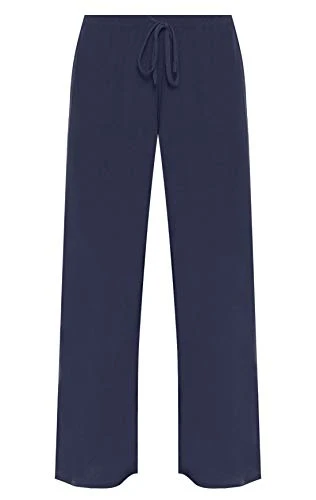 New Ladies Plus Size Palazzo Trousers Womens Baggy Flared Wide Leg Pants Navy Blue 18