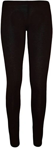 New Ladies Plus Size Womens Plain Stretch Full Length Long Leggings Pants (S/M (UK 8/10), Black)