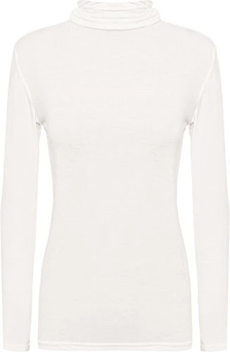 New Ladies Turtle Neck Long Sleeved Stretch Plain Polo Top Womens Jumper - Cream - 12/14