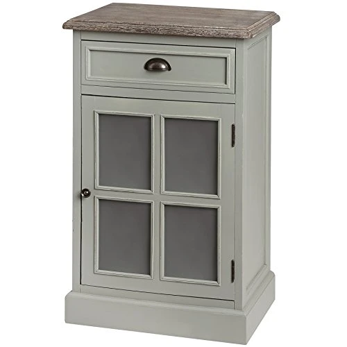 New Lyon Cabinet with Frosted Glass Door, Wood, Mixed, 38 x 55 x 90 cm