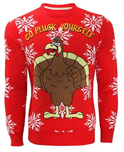 New Men's Christmas Jumper Red Turkey, Sizes S M L XL (XL, Red Pluck)