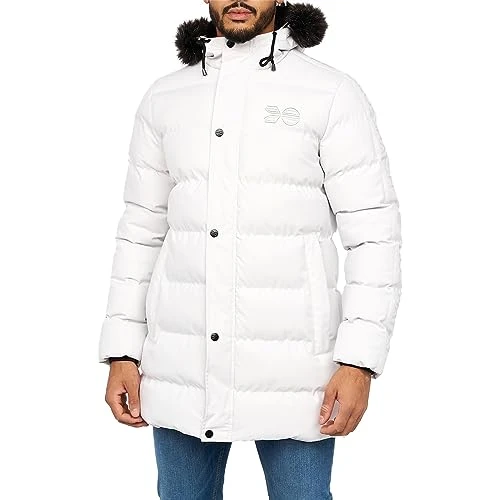 New Mens Heavy Fur Fleece Lined Hood Parka Padded Winter Coat Jacket, Putty - Daydream, XXL